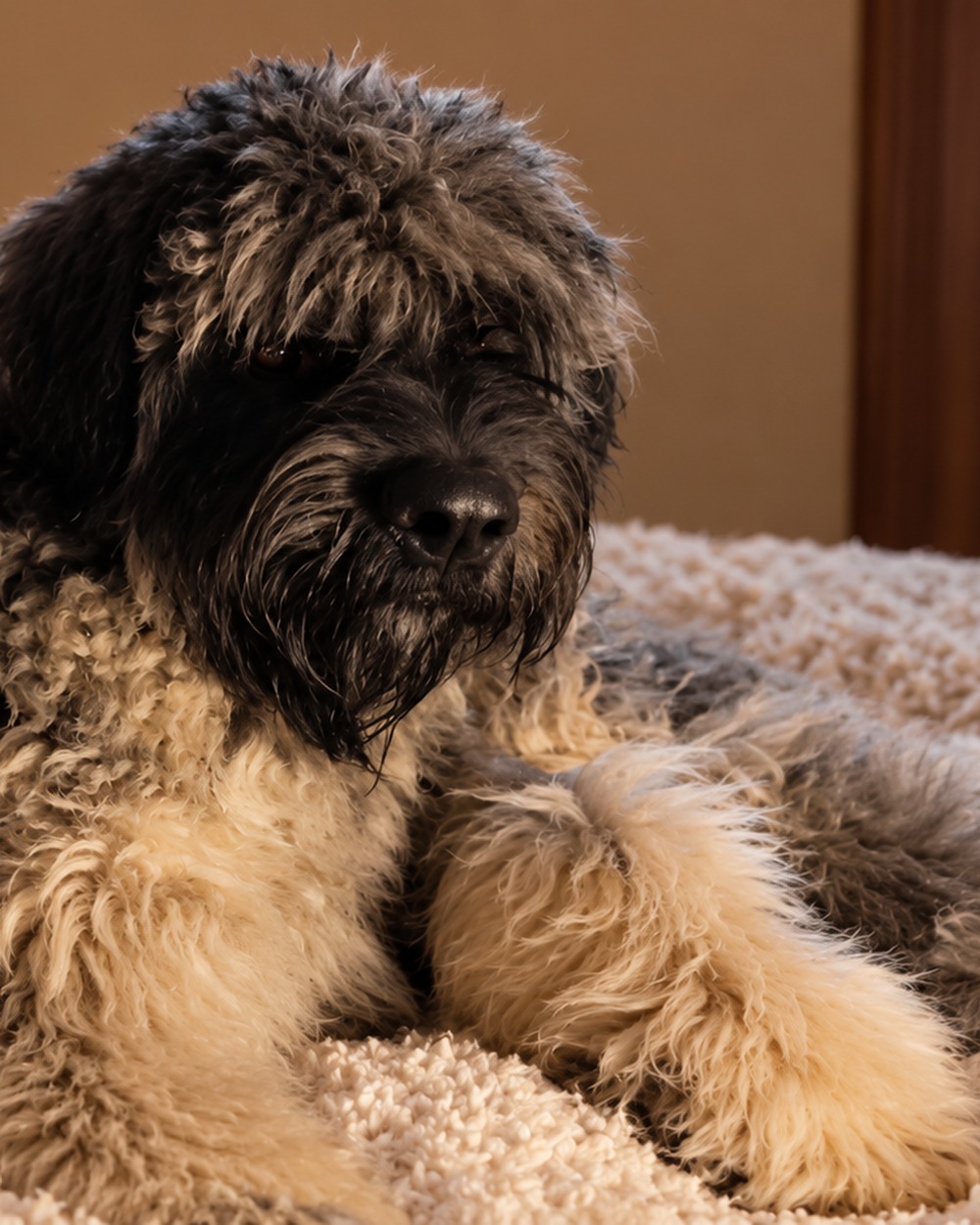 Quinn, brindle male Bouvier des Flandres